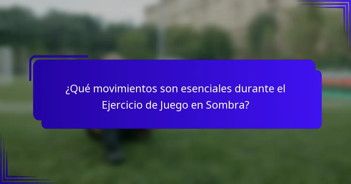 ¿Qué movimientos son esenciales durante el Ejercicio de Juego en Sombra?